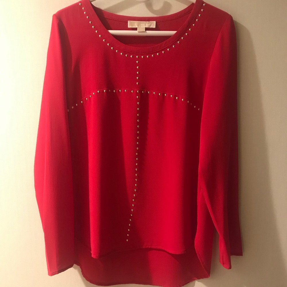 Michael Kors.red long sleeve with gold studs M